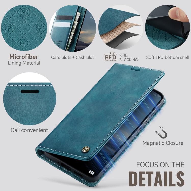 For Redmi Note 15 Pro+ 5G Global 163.3mm CaseMe 033 Calf Leather Lining Microfibre RFID Blocking Phone Case