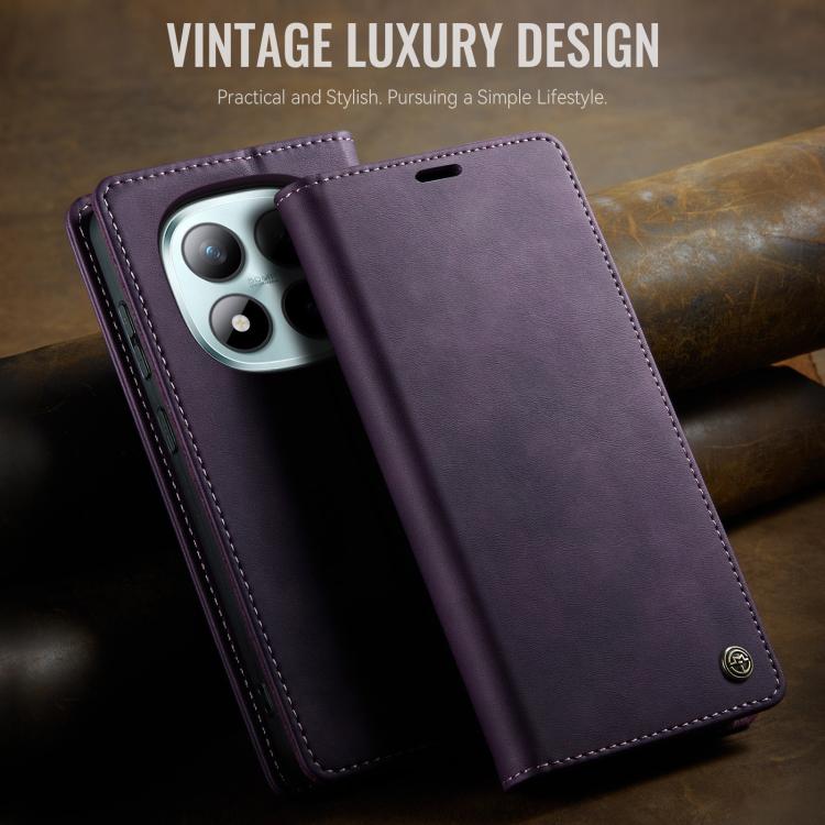 For Redmi Note 15 Pro+ 5G Global 163.3mm CaseMe 033 Calf Leather Lining Microfibre RFID Blocking Phone Case