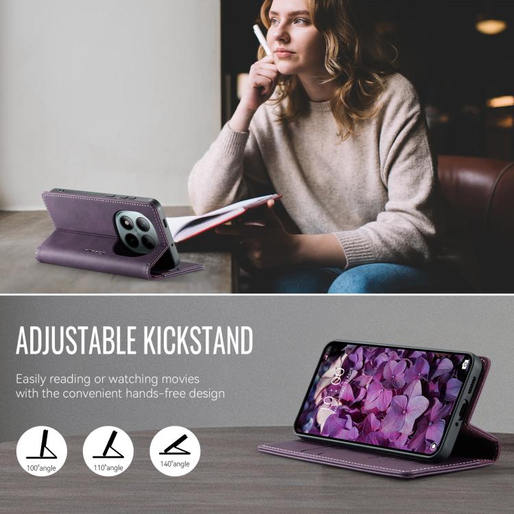 For Redmi Note 15 Pro+ 5G Global 163.3mm CaseMe 033 Calf Leather Lining Microfibre RFID Blocking Phone Case