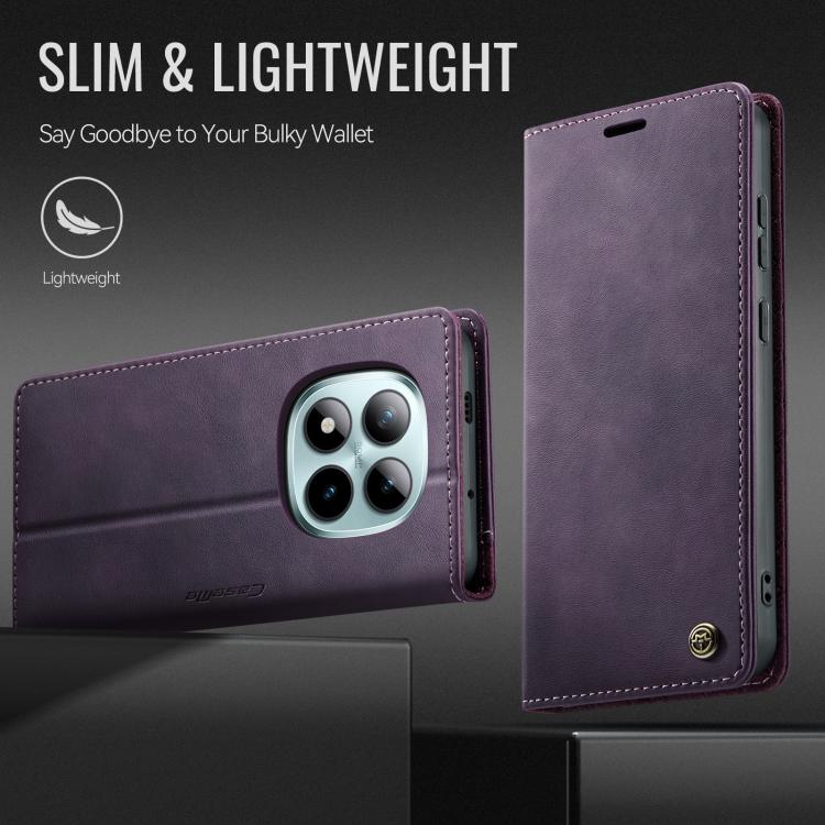 For Redmi Note 15 Pro+ 5G Global 163.3mm CaseMe 033 Calf Leather Lining Microfibre RFID Blocking Phone Case