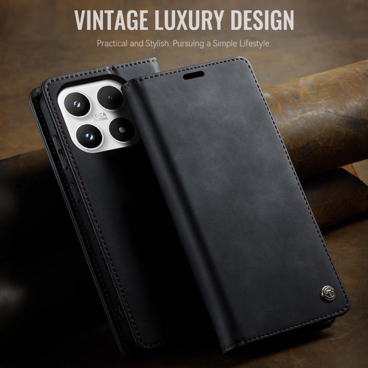 For Xiaomi 17 CaseMe 033 Calf Leather Lining Microfibre RFID Blocking Phone Case