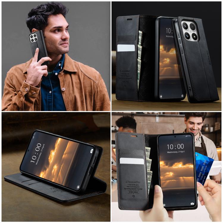 For Xiaomi 17 CaseMe 033 Calf Leather Lining Microfibre RFID Blocking Phone Case