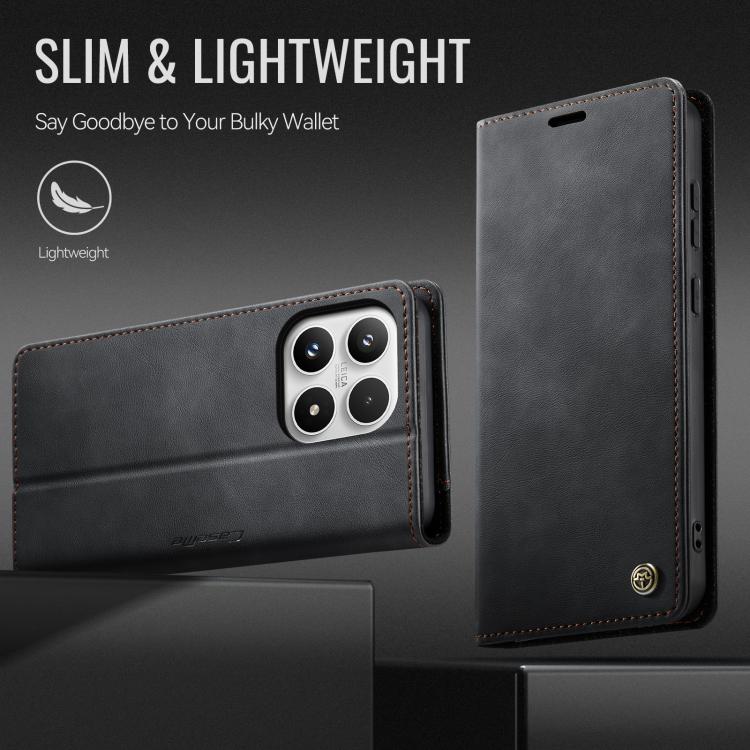 For Xiaomi 17 CaseMe 033 Calf Leather Lining Microfibre RFID Blocking Phone Case