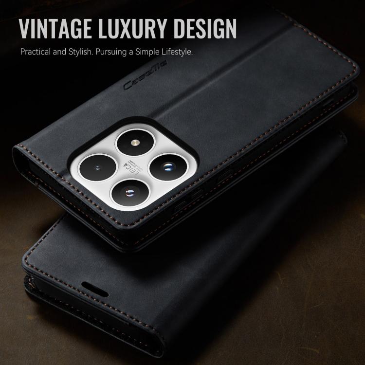 For Xiaomi 17 CaseMe 033 Calf Leather Lining Microfibre RFID Blocking Phone Case