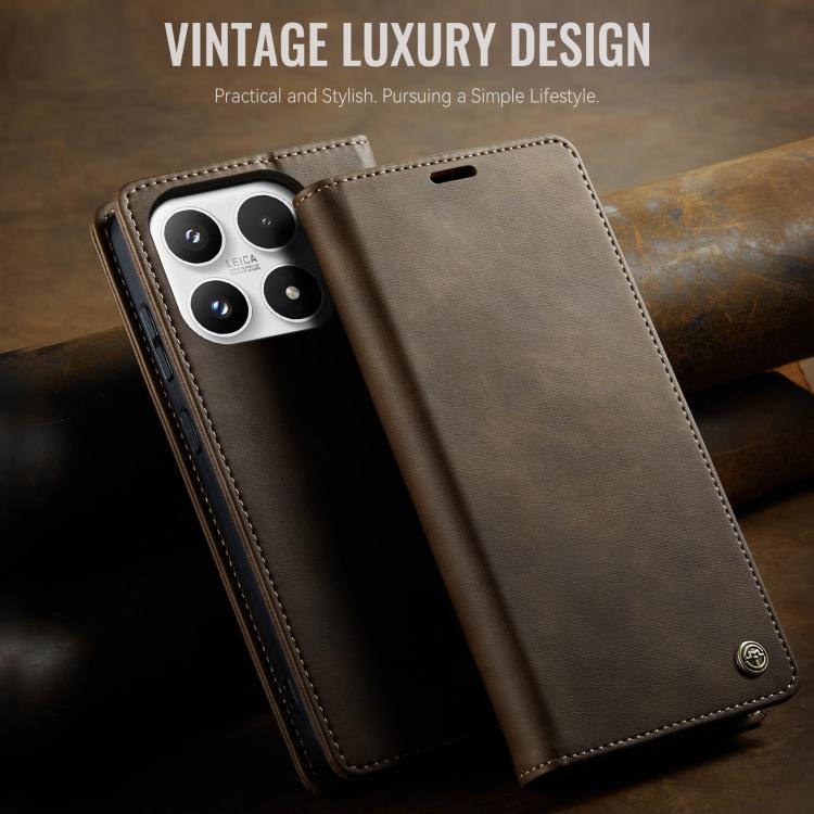For Xiaomi 17 CaseMe 033 Calf Leather Lining Microfibre RFID Blocking Phone Case