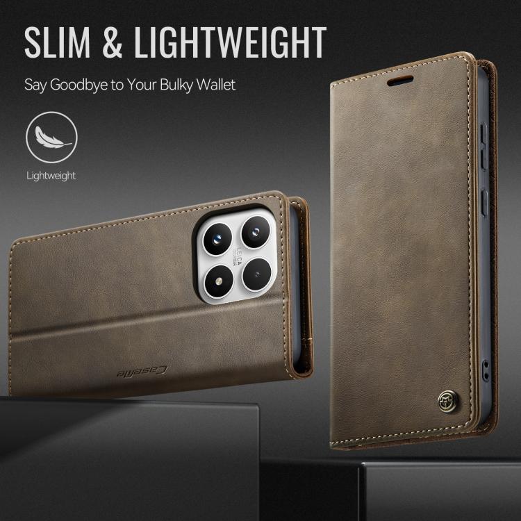 For Xiaomi 17 CaseMe 033 Calf Leather Lining Microfibre RFID Blocking Phone Case