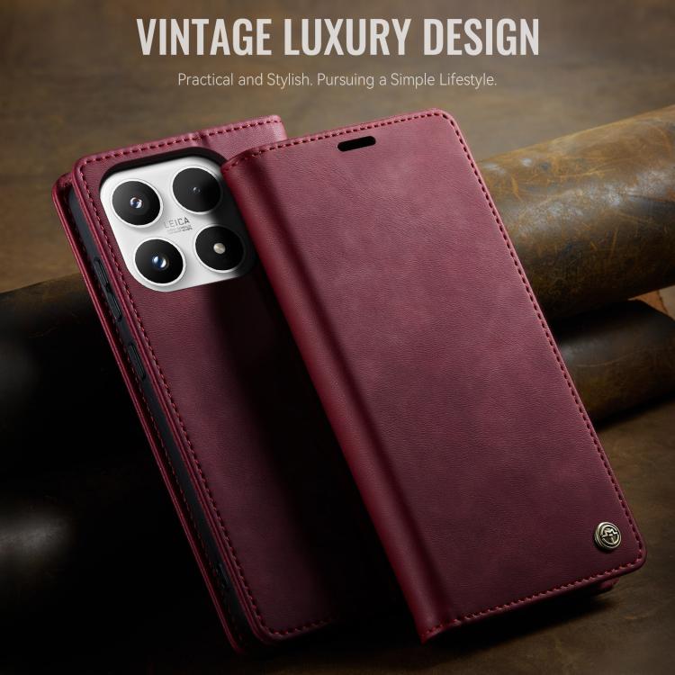 For Xiaomi 17 CaseMe 033 Calf Leather Lining Microfibre RFID Blocking Phone Case