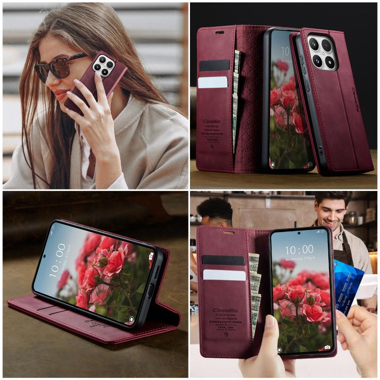 For Xiaomi 17 CaseMe 033 Calf Leather Lining Microfibre RFID Blocking Phone Case