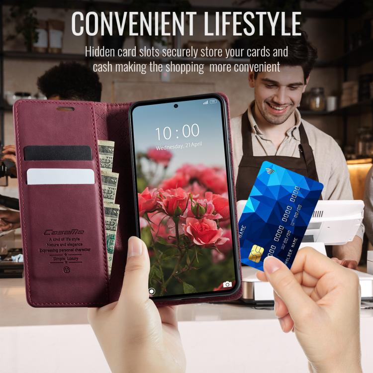 For Xiaomi 17 CaseMe 033 Calf Leather Lining Microfibre RFID Blocking Phone Case
