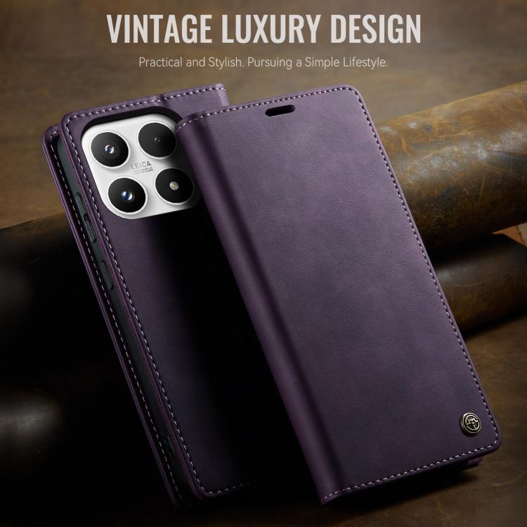 For Xiaomi 17 CaseMe 033 Calf Leather Lining Microfibre RFID Blocking Phone Case