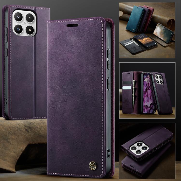 For Xiaomi 17 CaseMe 033 Calf Leather Lining Microfibre RFID Blocking Phone Case