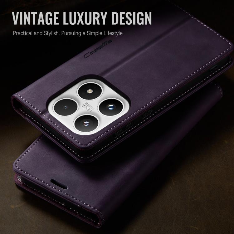 For Xiaomi 17 CaseMe 033 Calf Leather Lining Microfibre RFID Blocking Phone Case