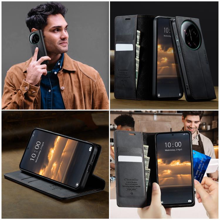 For Xiaomi 17 Ultra CaseMe 033 Calf Leather Lining Microfibre RFID Blocking Phone Case