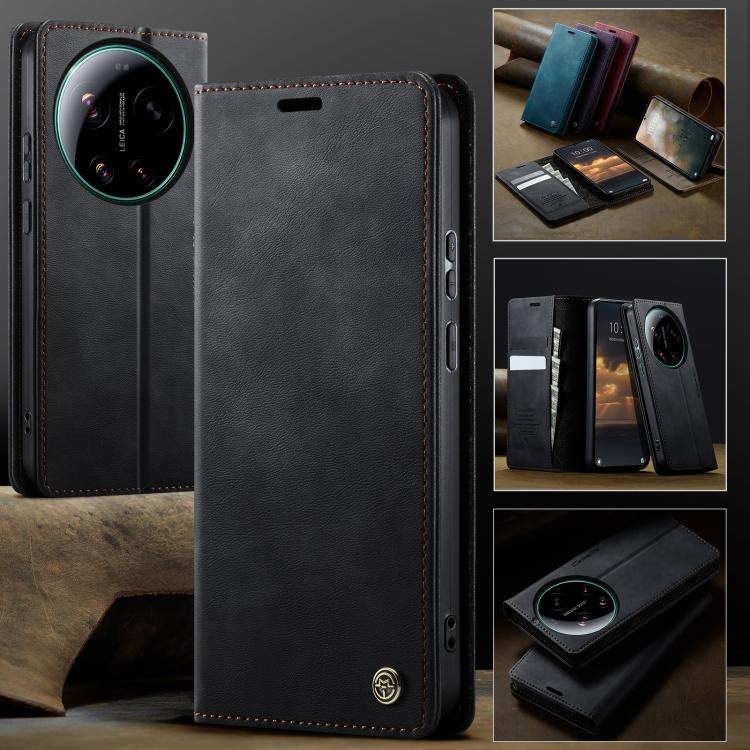 For Xiaomi 17 Ultra CaseMe 033 Calf Leather Lining Microfibre RFID Blocking Phone Case