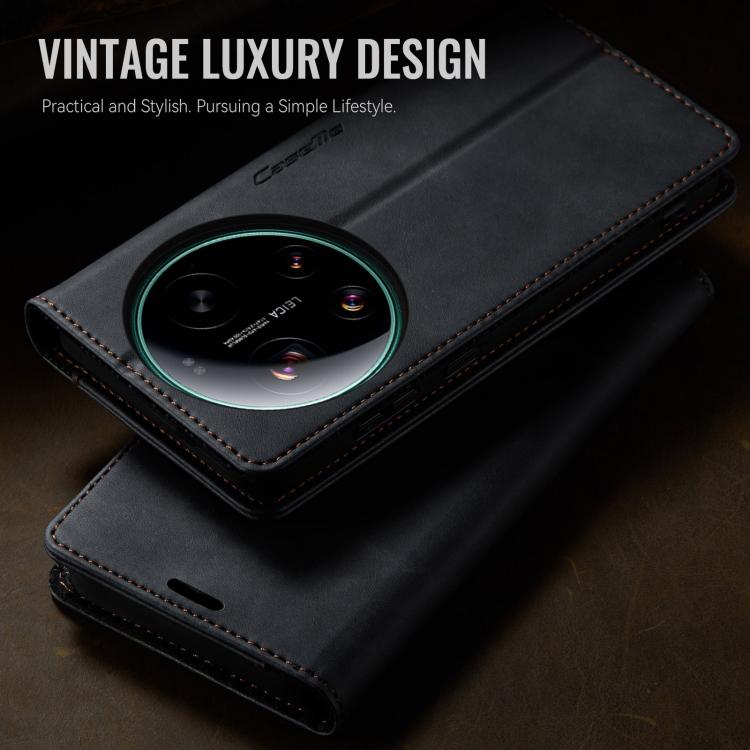 For Xiaomi 17 Ultra CaseMe 033 Calf Leather Lining Microfibre RFID Blocking Phone Case