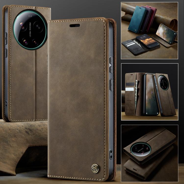 For Xiaomi 17 Ultra CaseMe 033 Calf Leather Lining Microfibre RFID Blocking Phone Case