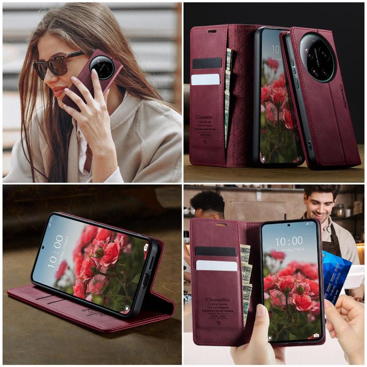 For Xiaomi 17 Ultra CaseMe 033 Calf Leather Lining Microfibre RFID Blocking Phone Case