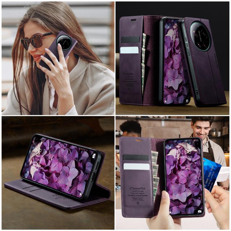 For Xiaomi 17 Ultra CaseMe 033 Calf Leather Lining Microfibre RFID Blocking Phone Case