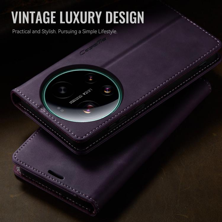 For Xiaomi 17 Ultra CaseMe 033 Calf Leather Lining Microfibre RFID Blocking Phone Case