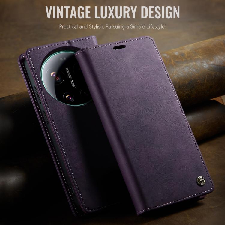 For Xiaomi 17 Ultra CaseMe 033 Calf Leather Lining Microfibre RFID Blocking Phone Case