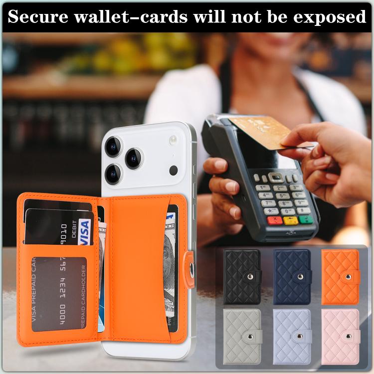 Diamond-Patterned Magnetic Vegan Leather Card Bag