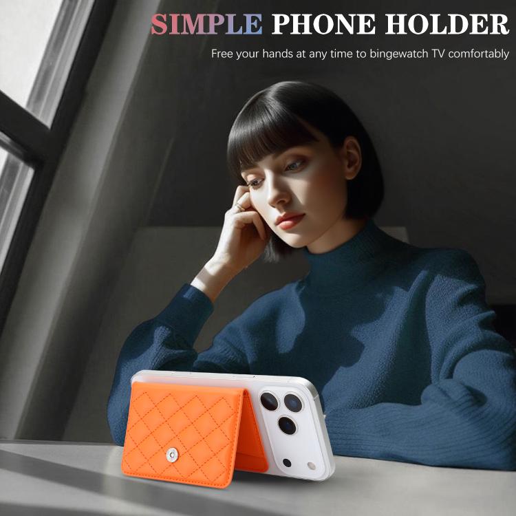 Diamond-Patterned Magnetic Vegan Leather Card Bag