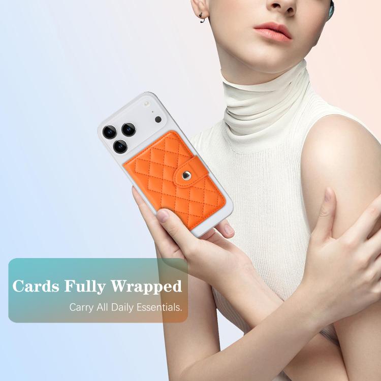 Diamond-Patterned Magnetic Vegan Leather Card Bag