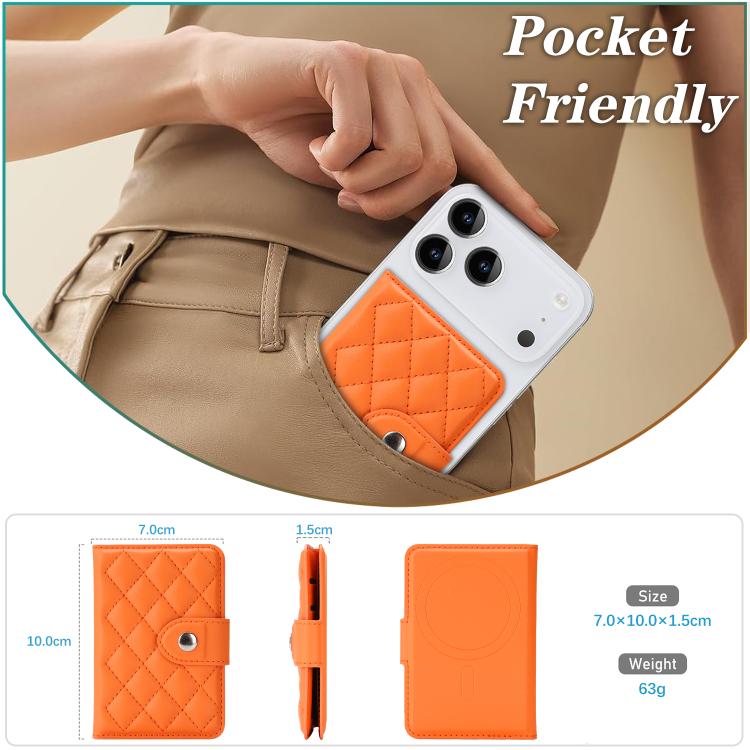 Diamond-Patterned Magnetic Vegan Leather Card Bag