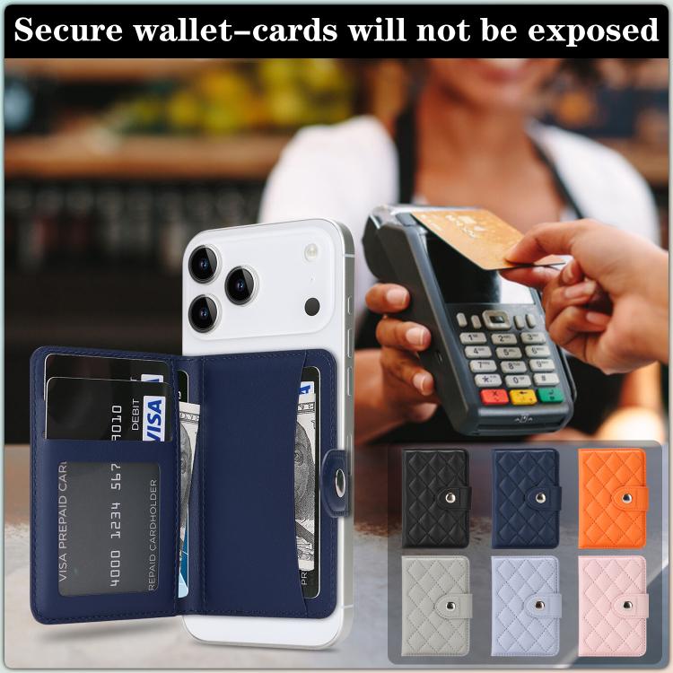 Diamond-Patterned Magnetic Vegan Leather Card Bag