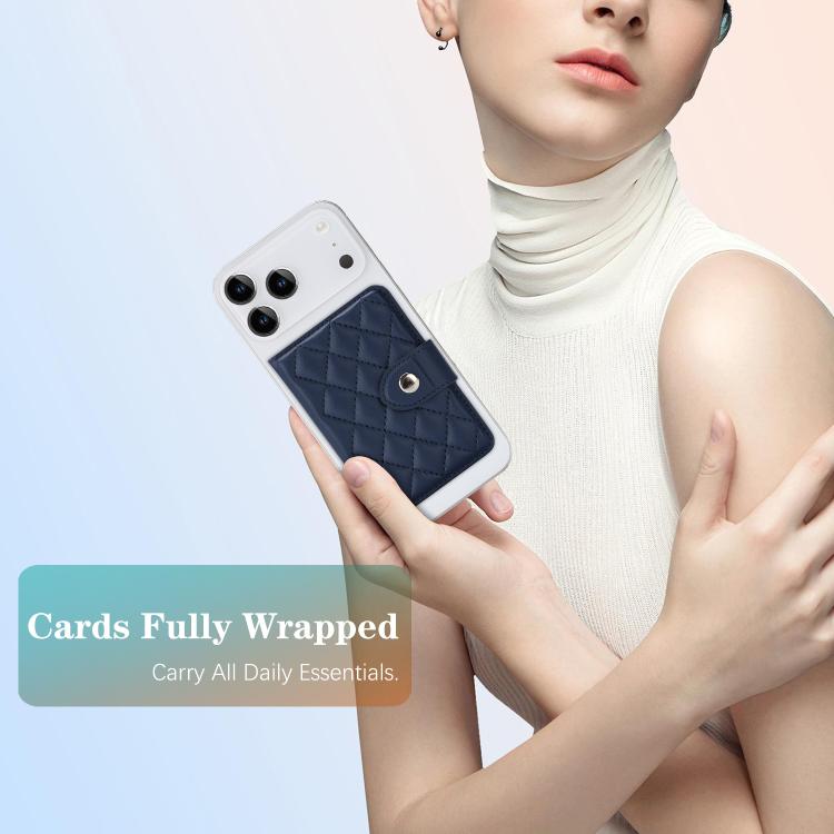 Diamond-Patterned Magnetic Vegan Leather Card Bag