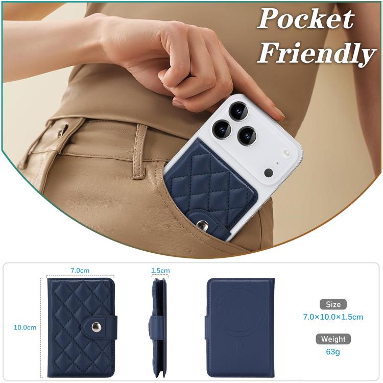 Diamond-Patterned Magnetic Vegan Leather Card Bag
