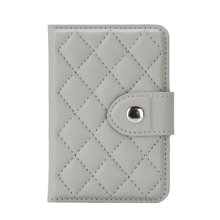 Diamond-Patterned Magnetic Vegan Leather Card Bag