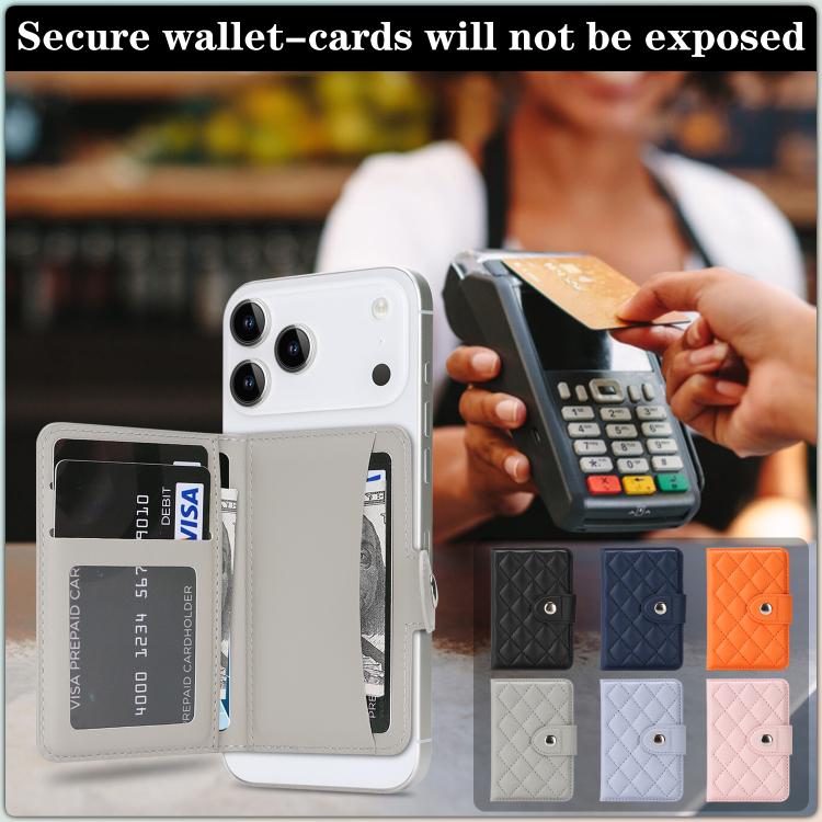 Diamond-Patterned Magnetic Vegan Leather Card Bag
