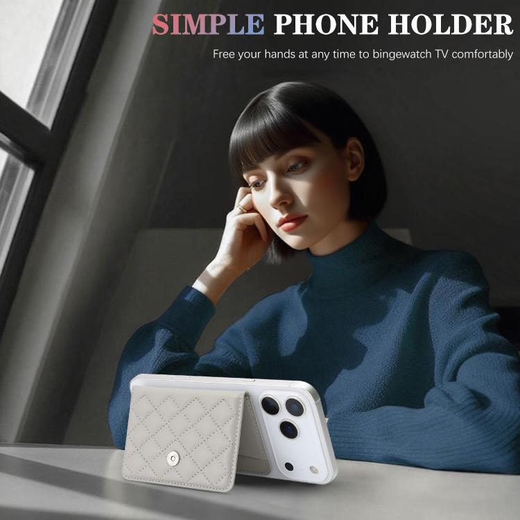 Diamond-Patterned Magnetic Vegan Leather Card Bag