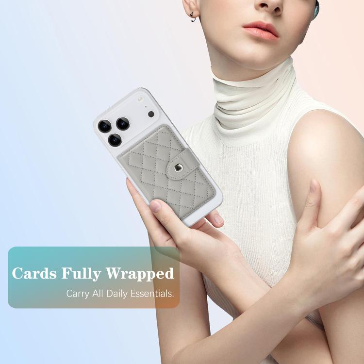 Diamond-Patterned Magnetic Vegan Leather Card Bag