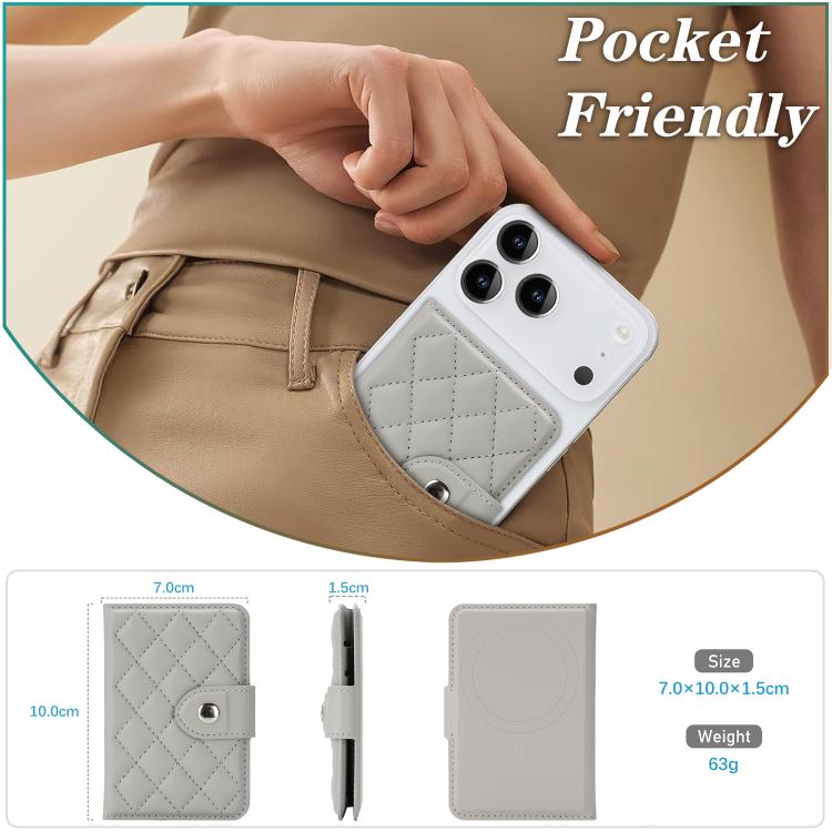 Diamond-Patterned Magnetic Vegan Leather Card Bag