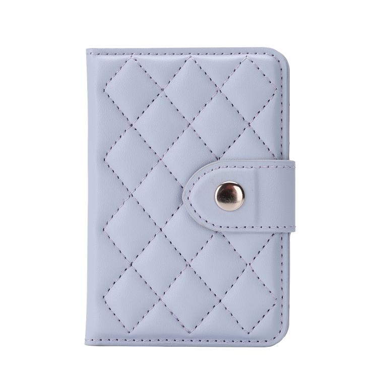 Diamond-Patterned Magnetic Vegan Leather Card Bag