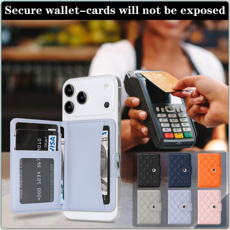 Diamond-Patterned Magnetic Vegan Leather Card Bag