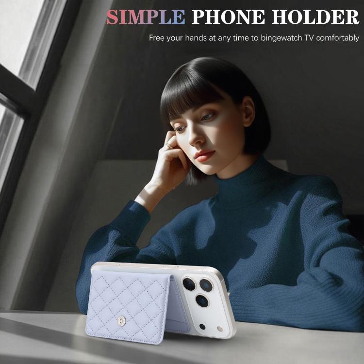 Diamond-Patterned Magnetic Vegan Leather Card Bag