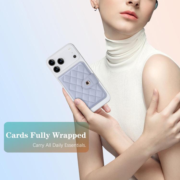 Diamond-Patterned Magnetic Vegan Leather Card Bag