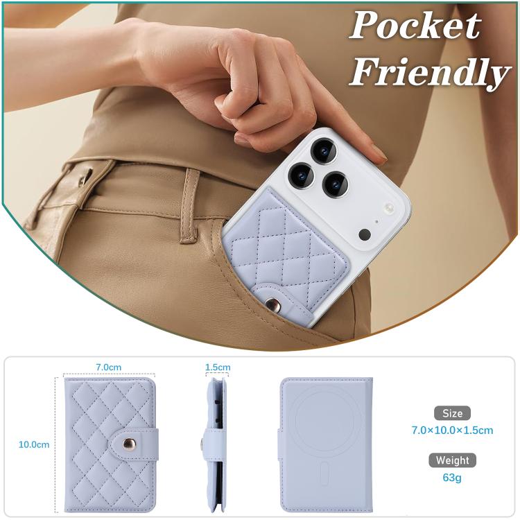 Diamond-Patterned Magnetic Vegan Leather Card Bag