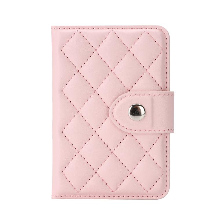 Diamond-Patterned Magnetic Vegan Leather Card Bag