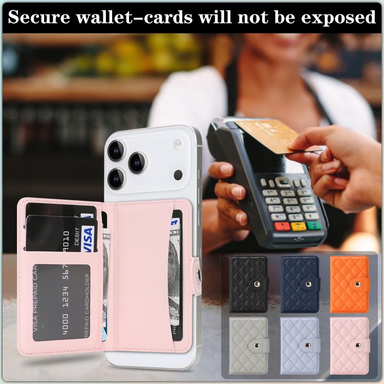 Diamond-Patterned Magnetic Vegan Leather Card Bag
