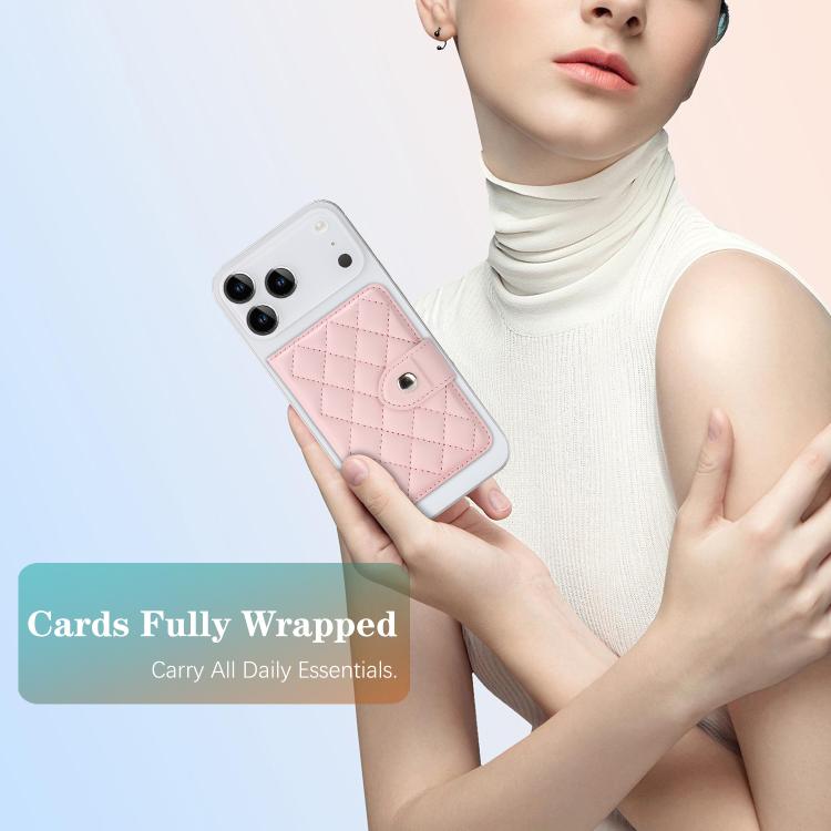 Diamond-Patterned Magnetic Vegan Leather Card Bag