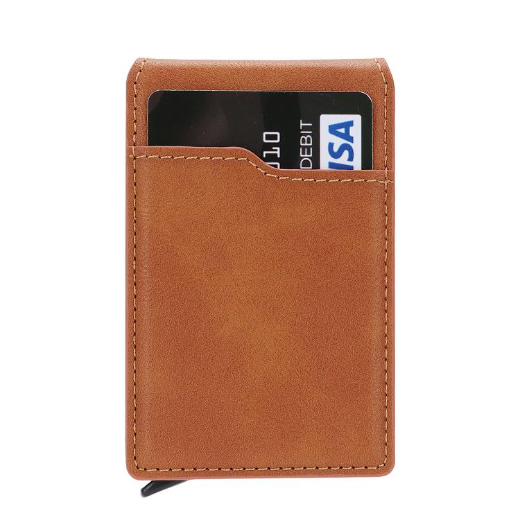 Magnetic Alloy Ring Vegan Leather Card Bag