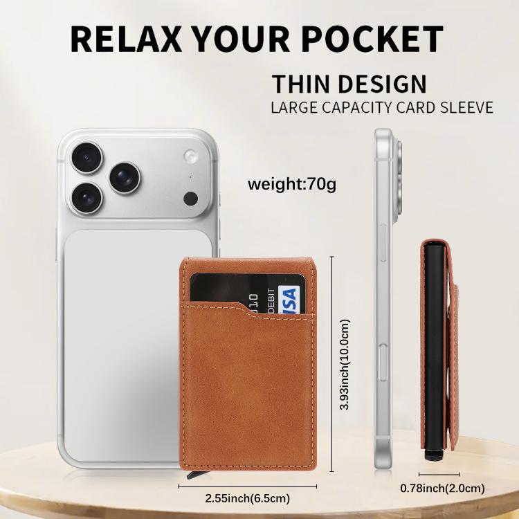Magnetic Alloy Ring Vegan Leather Card Bag