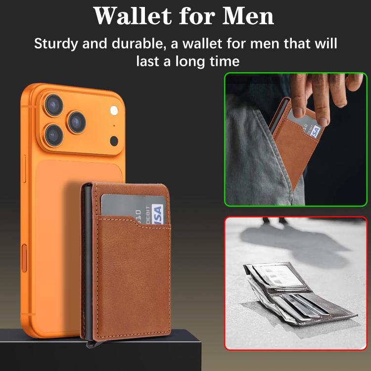 Magnetic Alloy Ring Vegan Leather Card Bag