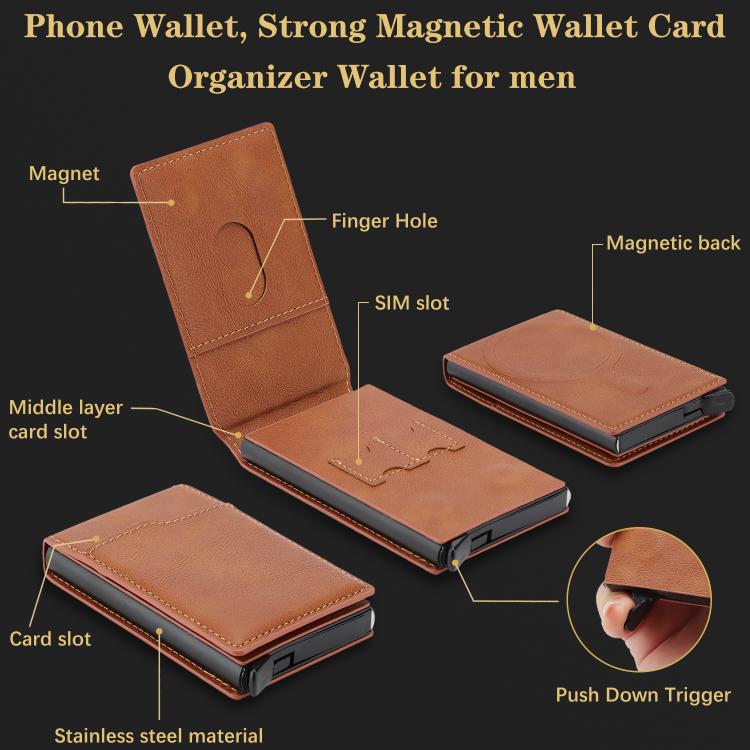 Magnetic Alloy Ring Vegan Leather Card Bag