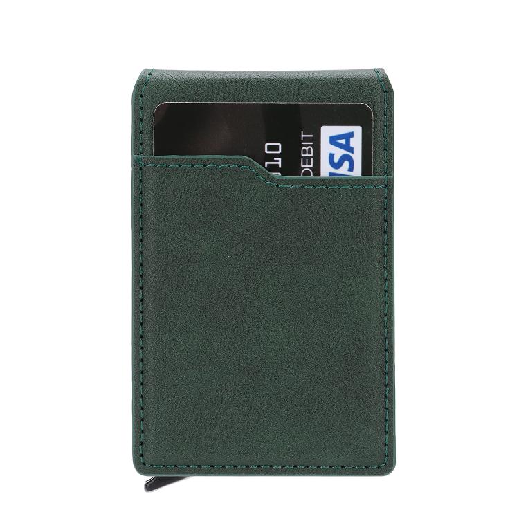 Magnetic Alloy Ring Vegan Leather Card Bag
