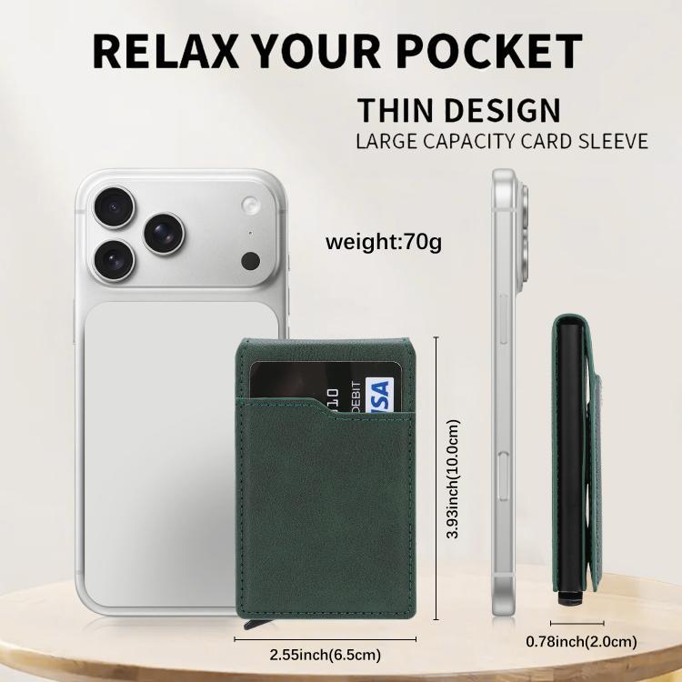 Magnetic Alloy Ring Vegan Leather Card Bag